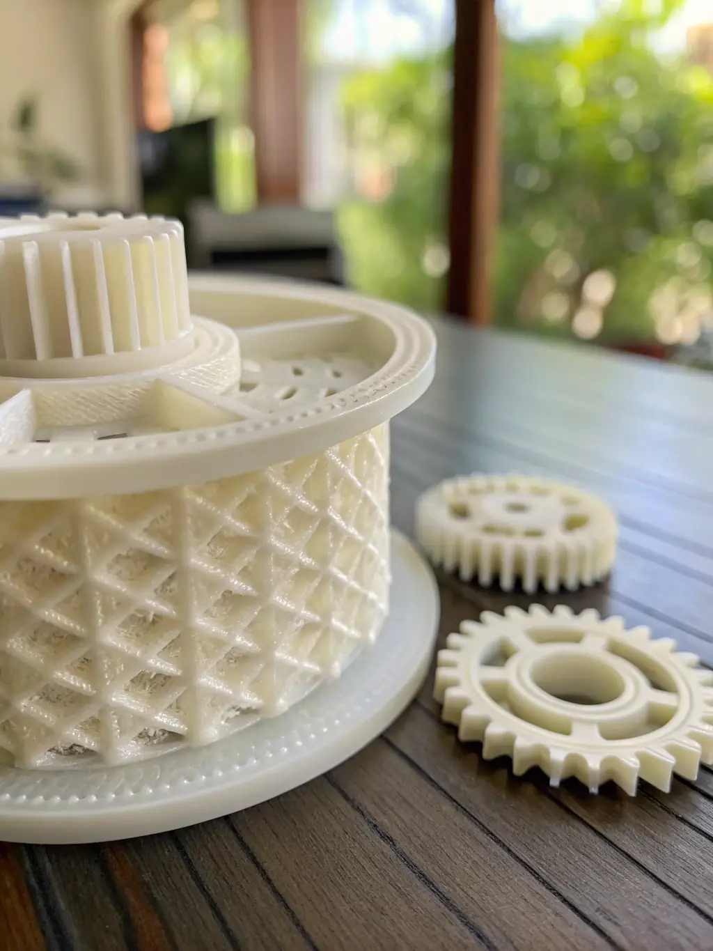 A high-resolution 3D printed prototype of a consumer electronic device, showcasing intricate details and finishing, placed on a clean white background.